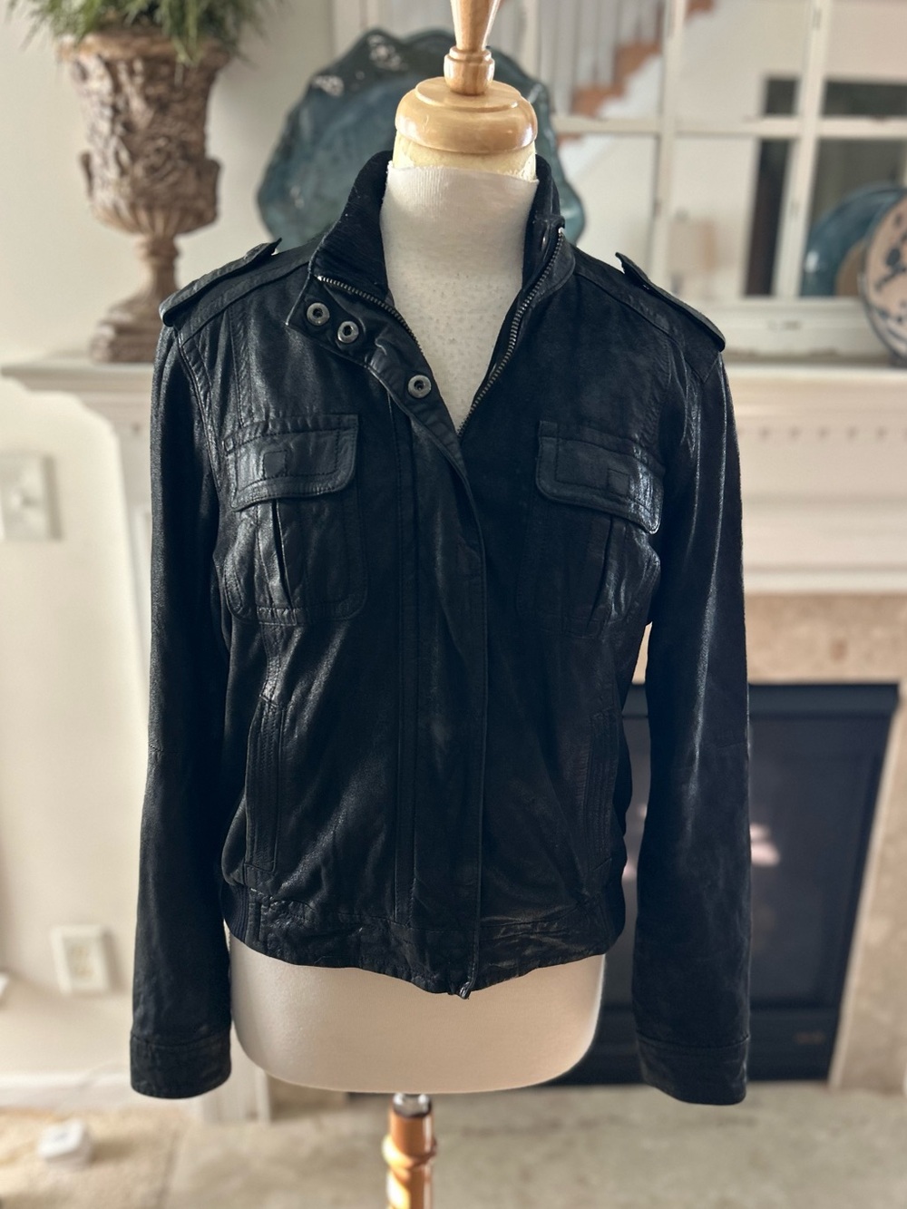 Banana Republic Black Leather Utility /Moto Jacket
